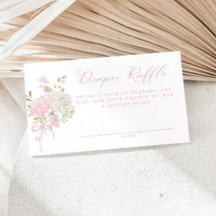 Zartes Rosa Vintage-Blumen-Windel-Raffle Begleitkarte