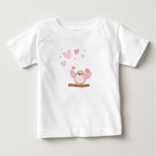 Zartes rosa Vogel & Herzen Baby T-Shirt
