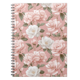 Zartes Rosa Weiß Blumenmuster Notizblock