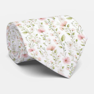 Zartes rosa weiße Blumenmuster Halstuch Krawatte