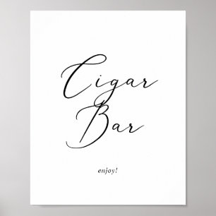 Zartes Schwarzes Kalligrafisches Zigar-Bar-Zeichen Poster
