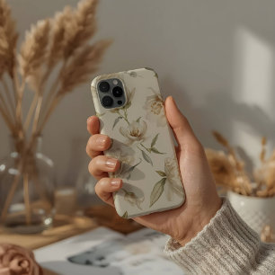Zartes Wasserfarbenes Weißes Blumenmuster iPhone 15 Pro Hülle