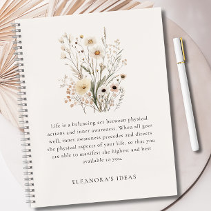 Zartes Wildblumen-Motivationszitat Notizbuch