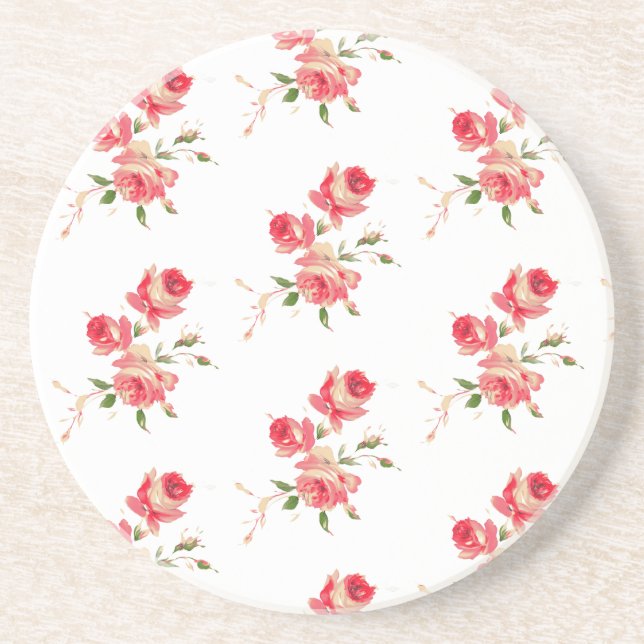 zartes, zartes Rosa und rote Rosen Getränkeuntersetzer (Vorne)