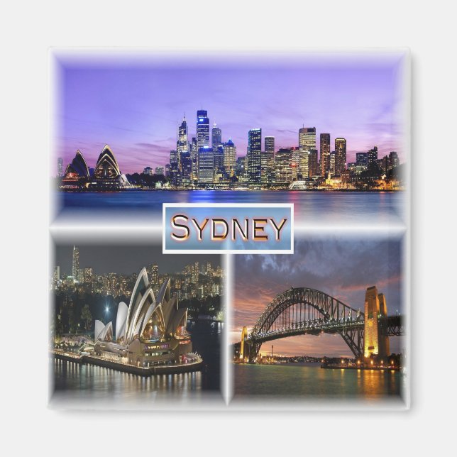 ZAU007 SYDNEY by Night, Australien, Kühlschrank Magnet (Vorne)