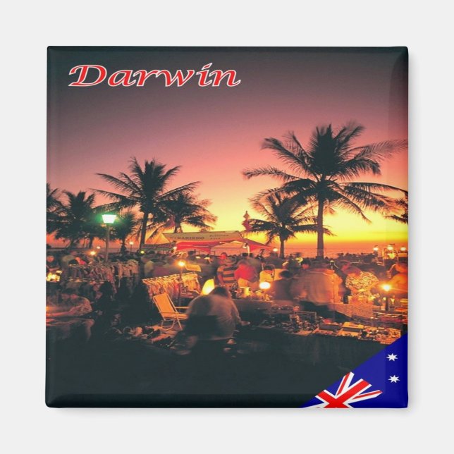 zAU100 DARWIN by Night, Australien, Ozeanien, Kühl Magnet (Vorne)