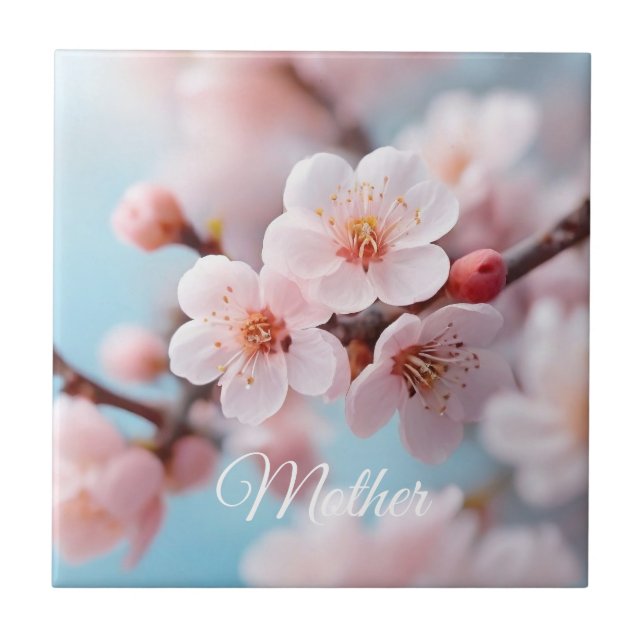 Zauber der rosa Blüten  Fliese (Vorderseite)