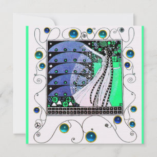 Zauber des Frühlings hell aqua blau türkis schwarz Einladung