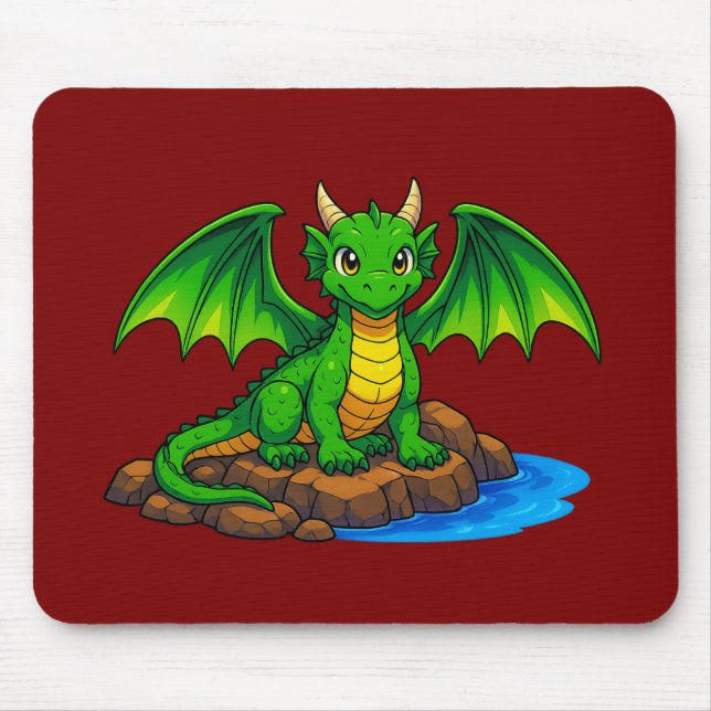 Zauber-Drache sitzt auf den Felsen Mousepad (Vorne)
