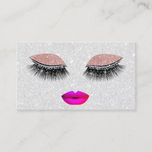 Zauber peitscht Pink-LippenMaskenbildner-Silber Visitenkarte