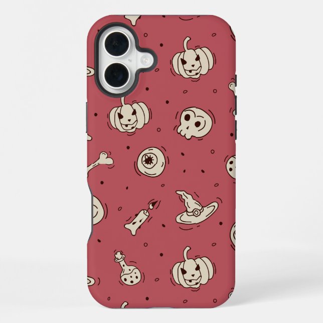 Zauber & Skelette Halloween-Fall iPhone 16 Plus Hülle (Rückseite)