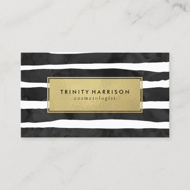 Zauber Stripes | Chic-Imitat-Goldfolie Visitenkarte (Vorderseite)