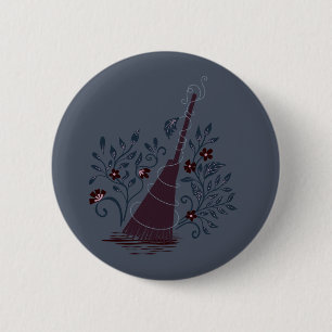 Zauberbesen der mondbeschienenen Hexen-Halloween-M Button