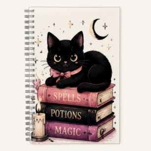 Zauberbuch-Bücher Hexenkatze Schwarz Notizbuch