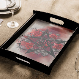 Zauberei | Gothic Pentagram mit Thorny Rote Rosen Seidenpapier