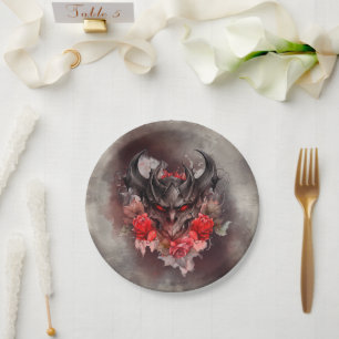 Zauberei   Rotes Mit Augen Smoky-Demon-Tier mit Ro Pappteller