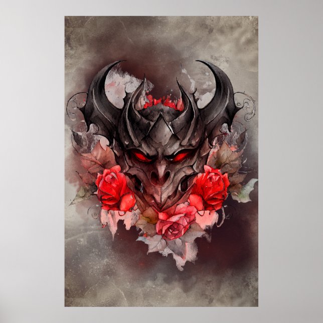 Zauberei | Rotes Mit Augen Smoky-Demon-Tier mit Ro Poster (Vorne)