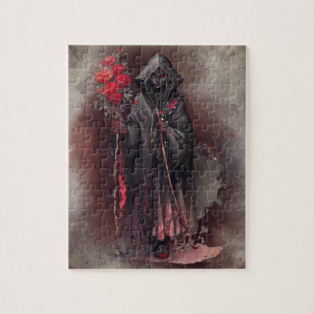 Zauberei | Shadowy Dark Hexe glühende rote Augen (Vertikal)