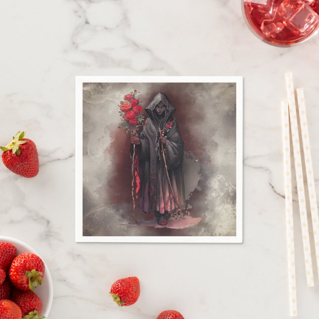 Zauberei | Shadowy Dark Hexe glühende rote Augen Serviette (Beispiel)