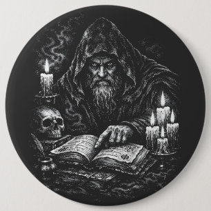 Zauberer beim Studium des Grimoire — von BurnsInHe Button