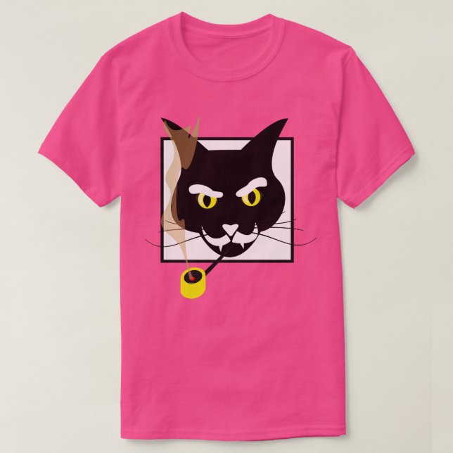 Zauberer für Schwarzkatzenrauchen T-Shirt (Design vorne)