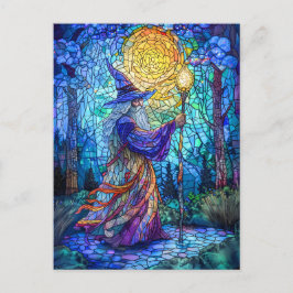 Zauberer im Wald mit Magie Postkarte
