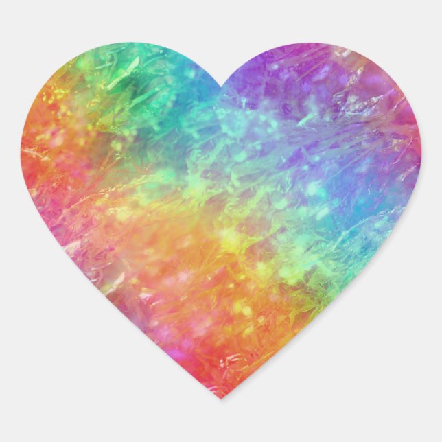 Zauberer - lebhafter Regenbogen aus Kristall: Herz-Aufkleber (Vorderseite)