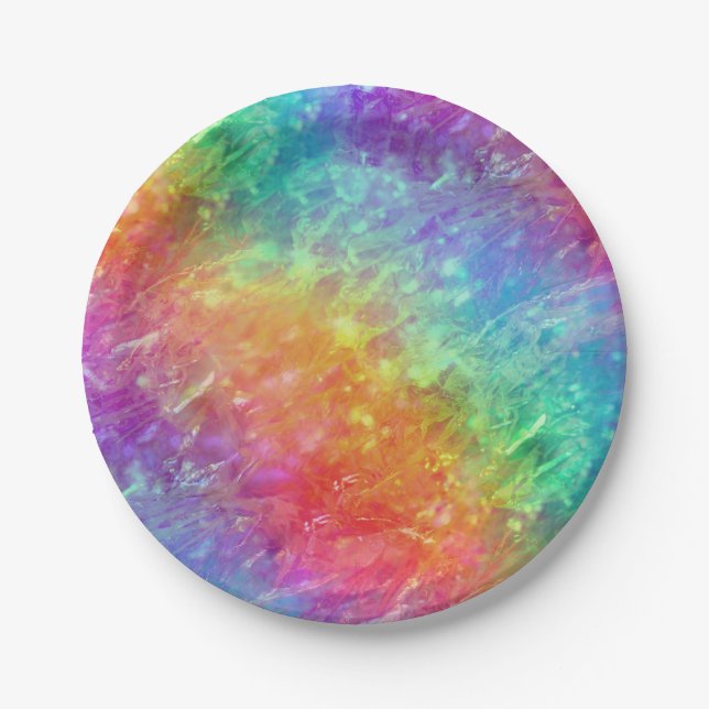 Zauberer - lebhafter Regenbogen aus Kristall: Pappteller (Vorderseite)