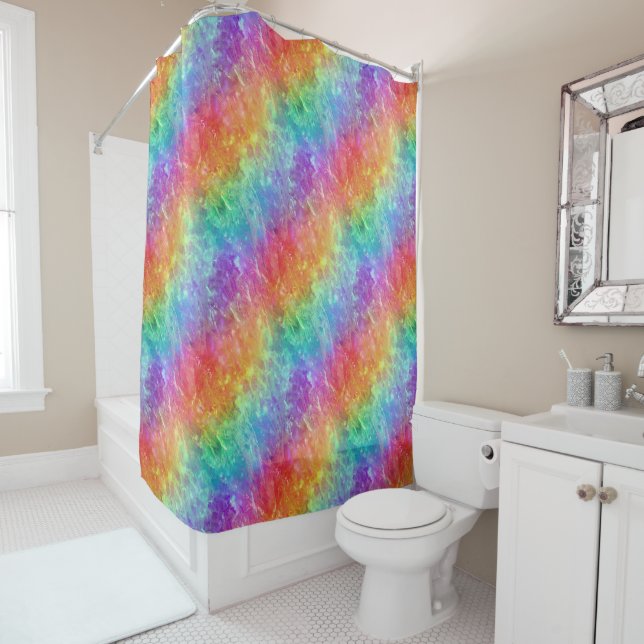 Zauberer - lebhafter Regenbogenriss ombre: Duschvorhang (Beispiel)