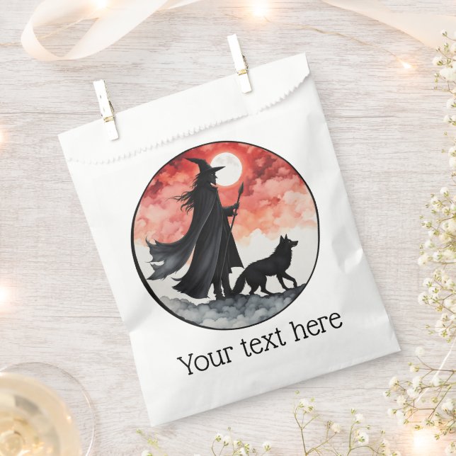Zauberer mit einem Wolf - Halloween Fan Fun 2 Geschenktütchen (Ausgeschnitten)