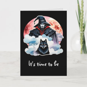 Zauberer mit einem Wolf - Halloween Fan Spaß 1 Karte