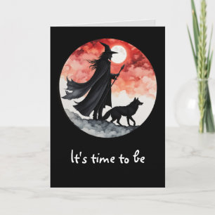 Zauberer mit einem Wolf - Halloween Fan Spaß 2 Karte