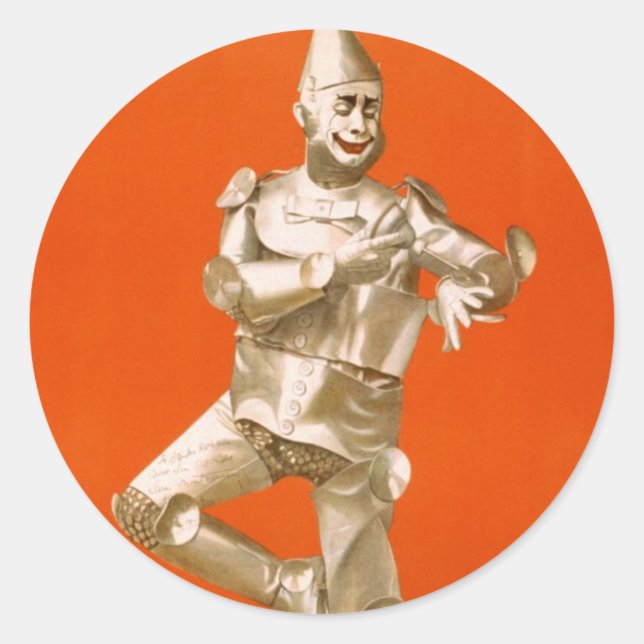 Zauberer Oz Tin Man - Vintages Musiktheater Runder Aufkleber (Vorderseite)
