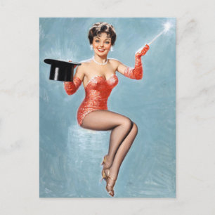 Zauberer Pin Up Postkarte