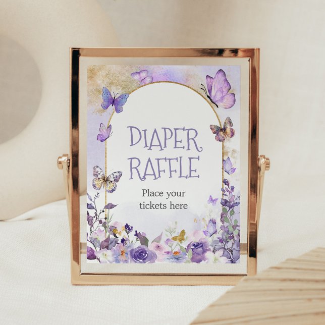 Zauberer-Schmetterlingsmuttelrudel Poster (Enchanted Floral Butterfly Arch Baby Shower Diaper Raffle Sign)