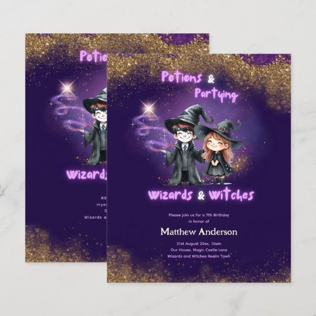 Zauberer und Hexen Son's Töchter Birthday Magic (Vorne/Hinten)