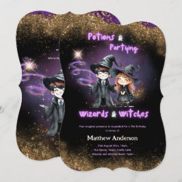 Zauberer und Hexen Son's Töchter Birthday Magic Einladung