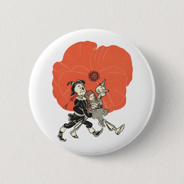 Zauberer von Oz Dorothy und Mohnblumen Button (Vorderseite)