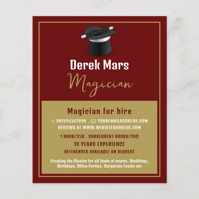 Zaubererhut und Wand, Zauberwerbung Flyer (Vorne)