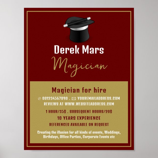 Zaubererhut und Wand, Zauberwerbung Poster (Vorne)