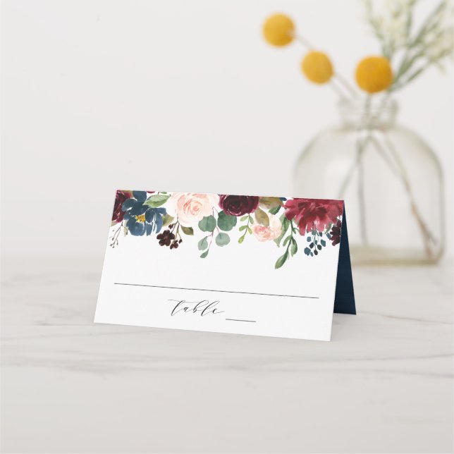 Zauberfloral | Personalisierte Hochzeitsstimmung P Platzkarte (Vorderseite)