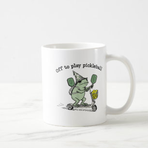 Zauberfrosch hält Schläger Roller fährt los zum Sp Kaffeetasse