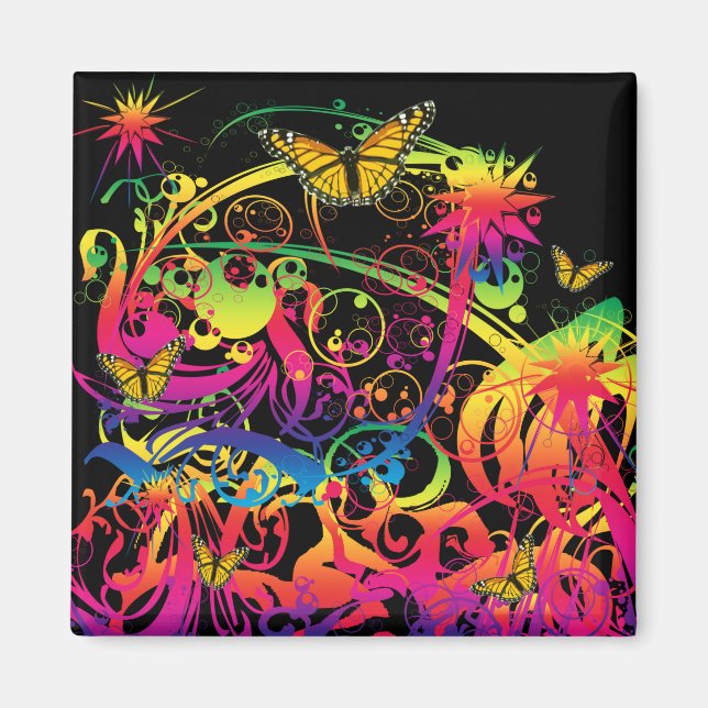 Zaubergarten mit Schmetterlingen Magnet (Vorne)