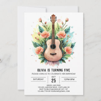 Zauberhafte Acoustic Ballad Gitarre Geburtstag Einladung
