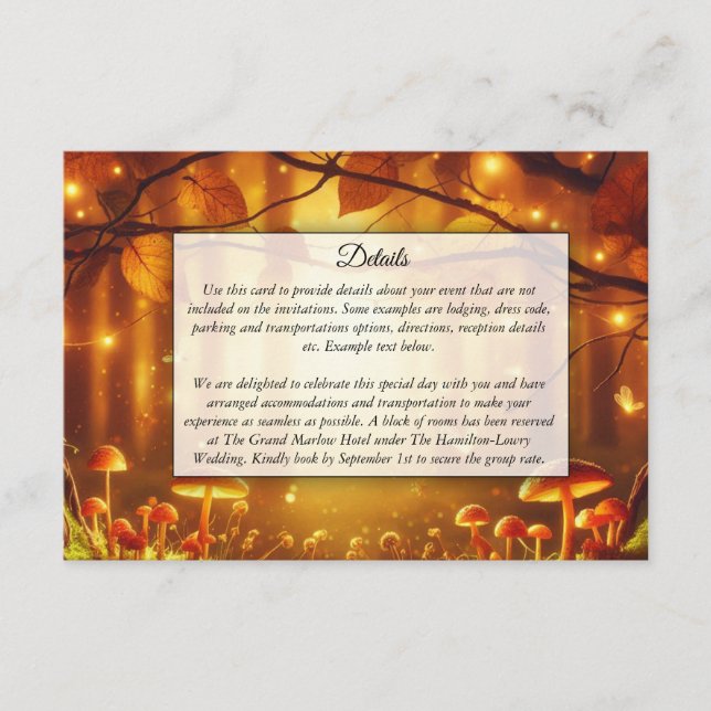 Zauberhafte Amberwaldhochzeit Begleitkarte (Vorderseite)