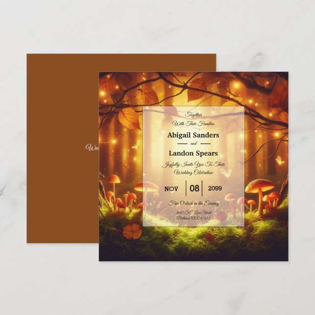 Zauberhafte Amberwaldhochzeit Einladung (Vorne/Hinten)