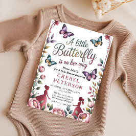 Zauberhafte Baby Shower für Schmetterlingsmädchen Einladung