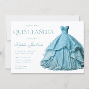 Zauberhafte blaue Kleidung Gown Quinceanera Einladung
