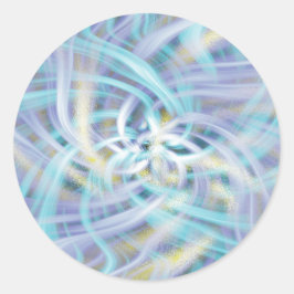 Zauberhafte Blume in Blau und Gelb Runder Aufkleber