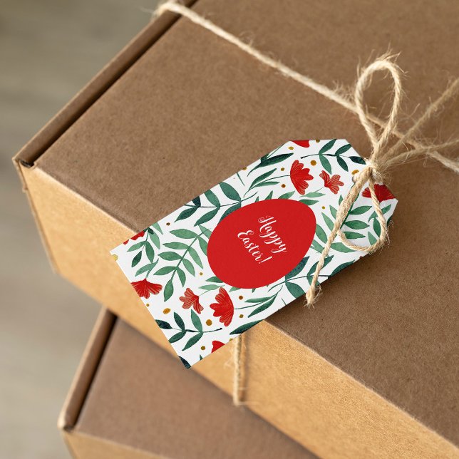 Zauberhafte Blume in Rot und Grün Geschenkanhänger (Von Creator hochgeladen)